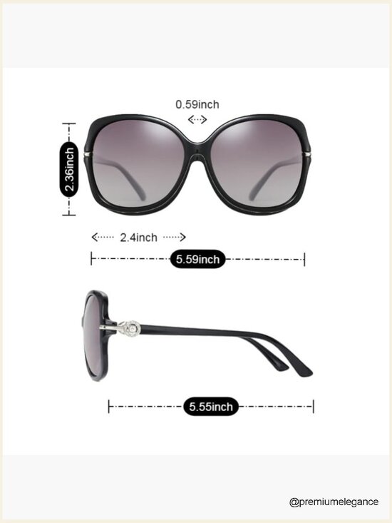 60mm Oversized Square Sunglasses with Crystal Decor, TR90 Frame UV400 Polarized main image 5